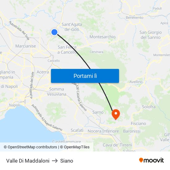 Valle Di Maddaloni to Siano map