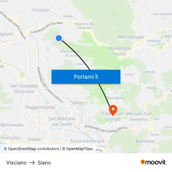 Visciano to Siano map