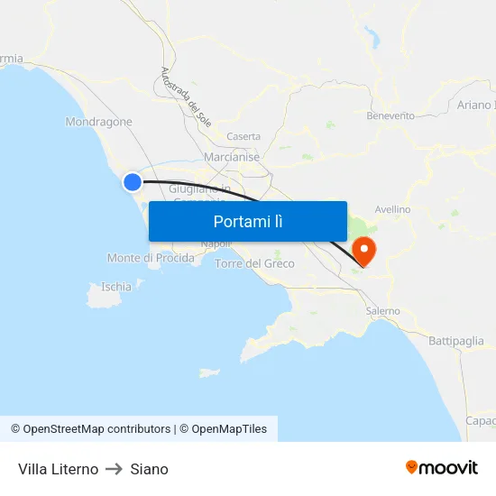 Villa Literno to Siano map