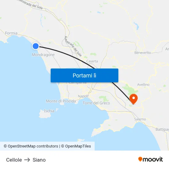 Cellole to Siano map