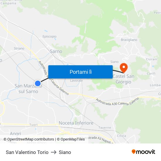 San Valentino Torio to Siano map
