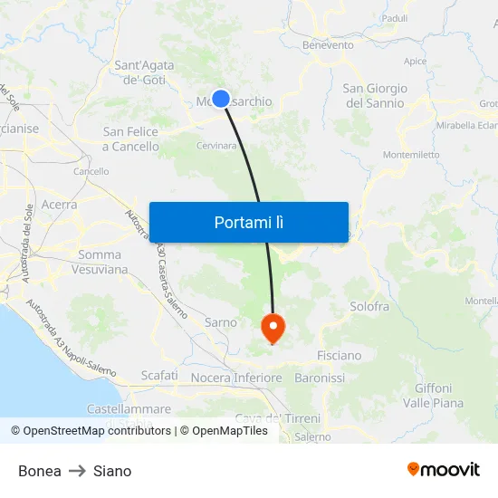 Bonea to Siano map