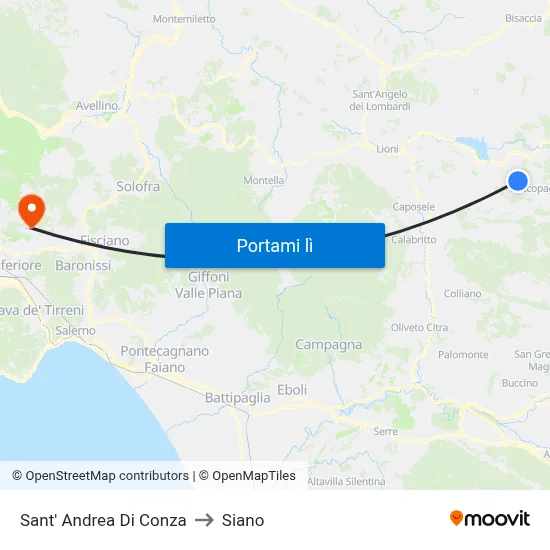 Sant' Andrea Di Conza to Siano map