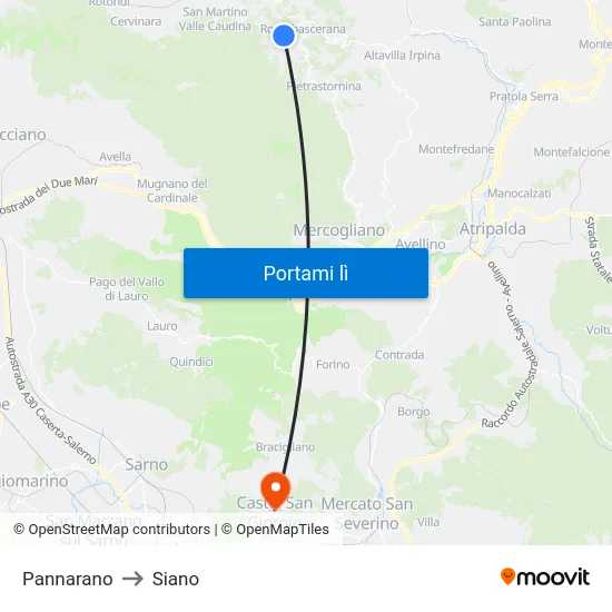 Pannarano to Siano map
