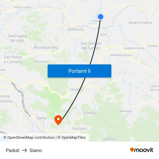 Paduli to Siano map