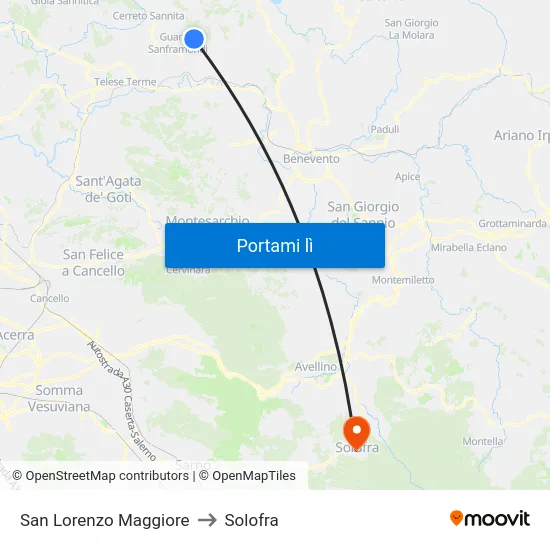 San Lorenzo Maggiore to Solofra map