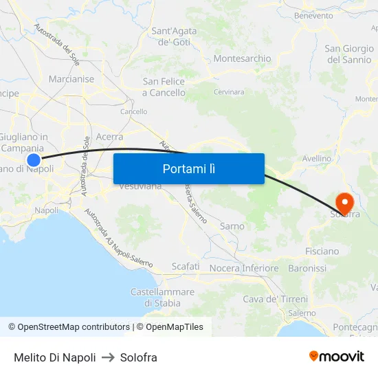 Melito Di Napoli to Solofra map