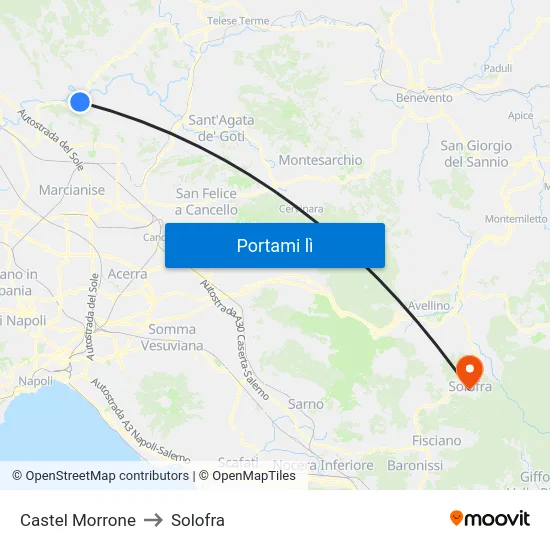 Castel Morrone to Solofra map