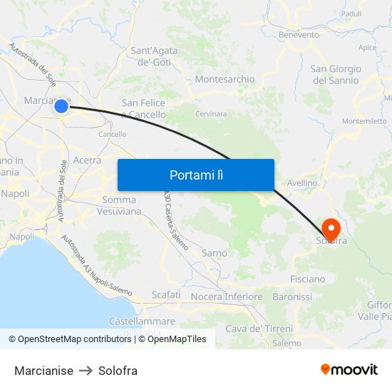 Marcianise to Solofra map