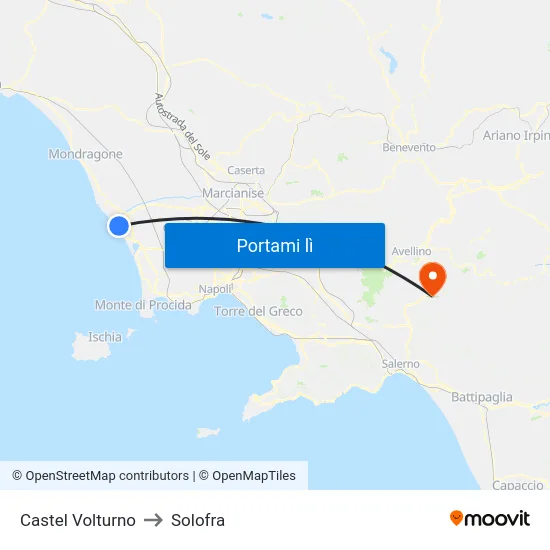 Castel Volturno to Solofra map
