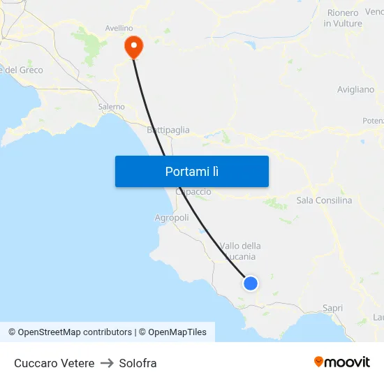 Cuccaro Vetere to Solofra map