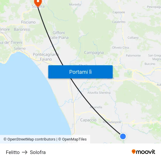 Felitto to Solofra map