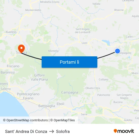 Sant' Andrea Di Conza to Solofra map