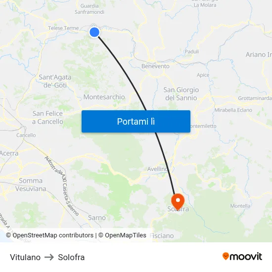 Vitulano to Solofra map