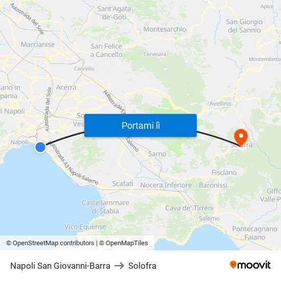 Napoli San Giovanni-Barra to Solofra map
