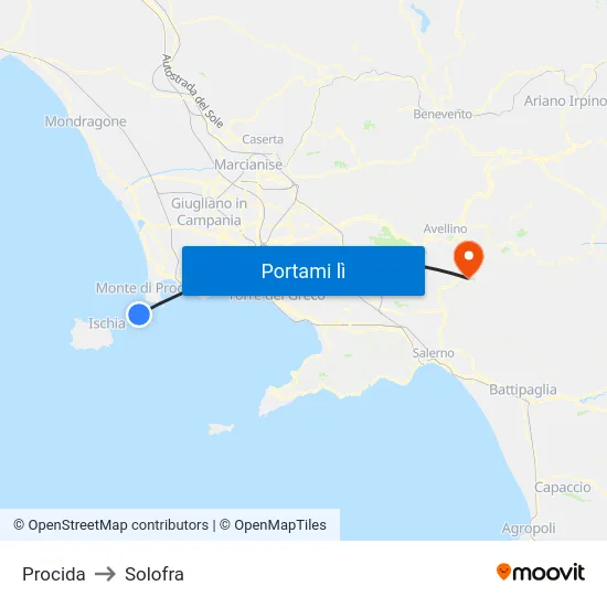 Procida to Solofra map