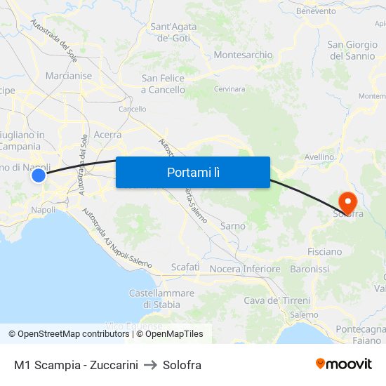 M1 Scampia - Zuccarini to Solofra map