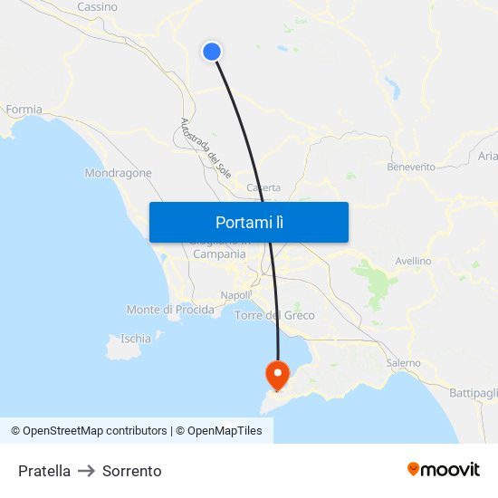 Pratella to Sorrento map