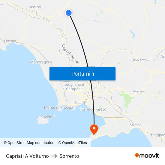 Capriati A Volturno to Sorrento map