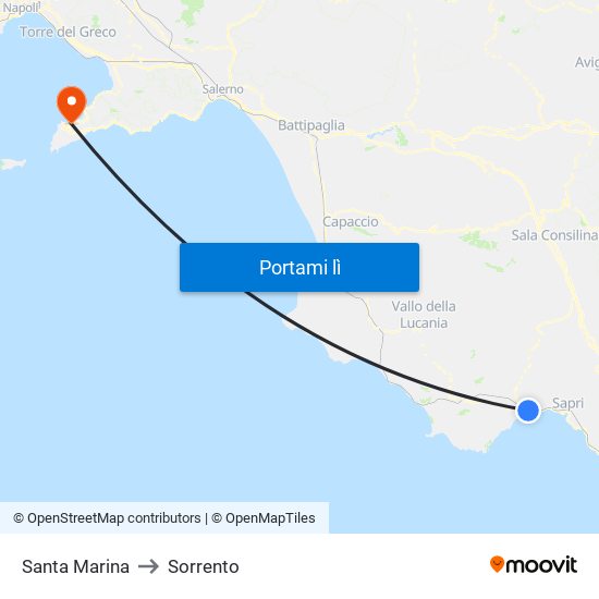 Santa Marina to Sorrento map