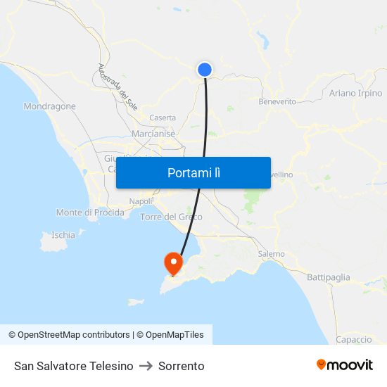 San Salvatore Telesino to Sorrento map