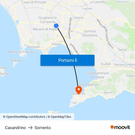 Casandrino to Sorrento map