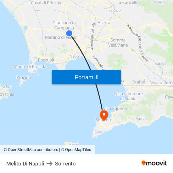 Melito Di Napoli to Sorrento map