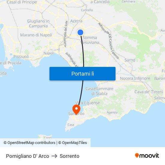 Pomigliano D' Arco to Sorrento map