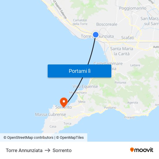 Torre Annunziata to Sorrento map