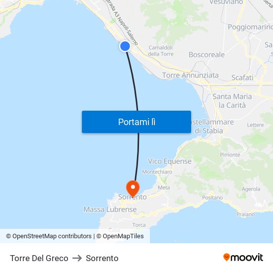 Torre Del Greco to Sorrento map