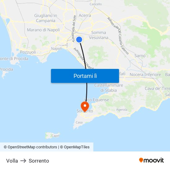 Volla to Sorrento map