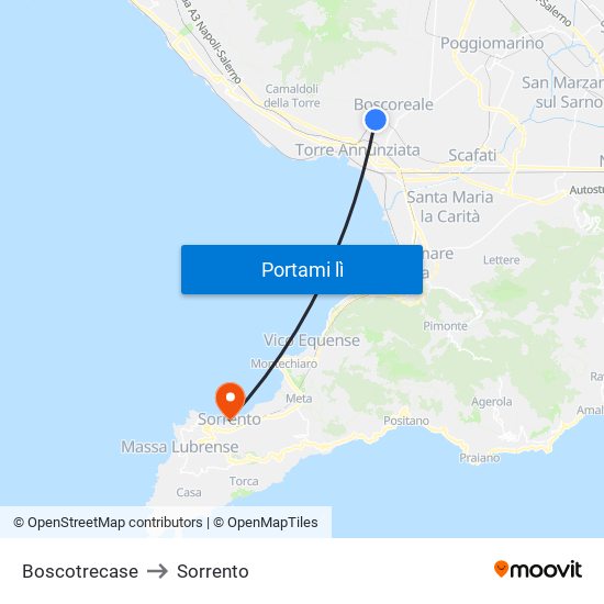 Boscotrecase to Sorrento map