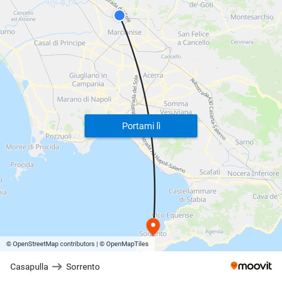 Casapulla to Sorrento map