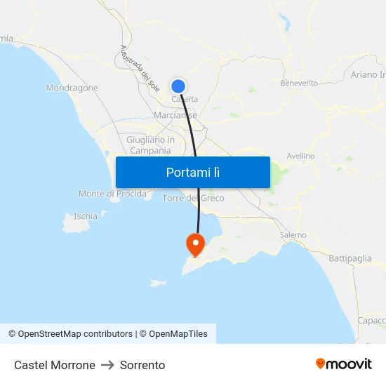 Castel Morrone to Sorrento map