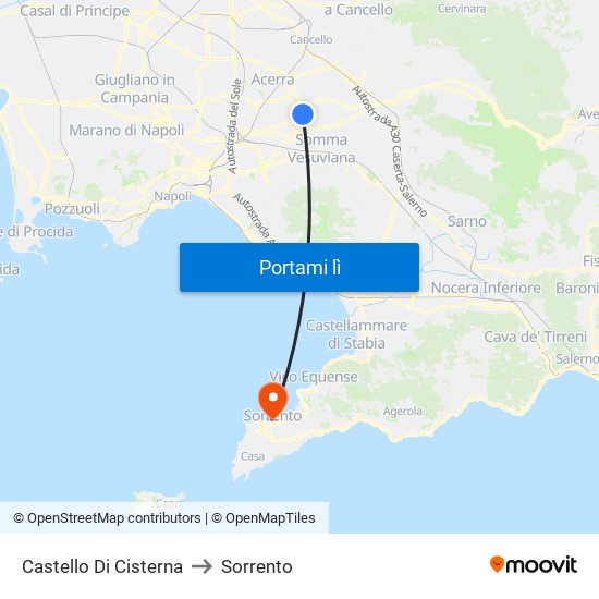 Castello Di Cisterna to Sorrento map