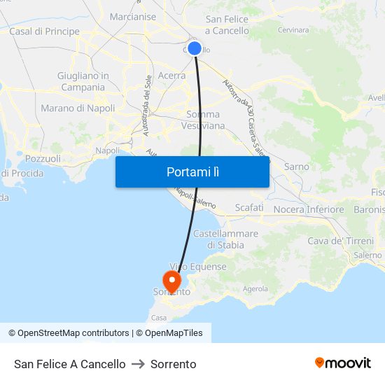 San Felice A Cancello to Sorrento map