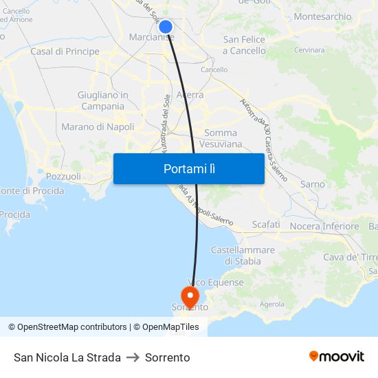 San Nicola La Strada to Sorrento map