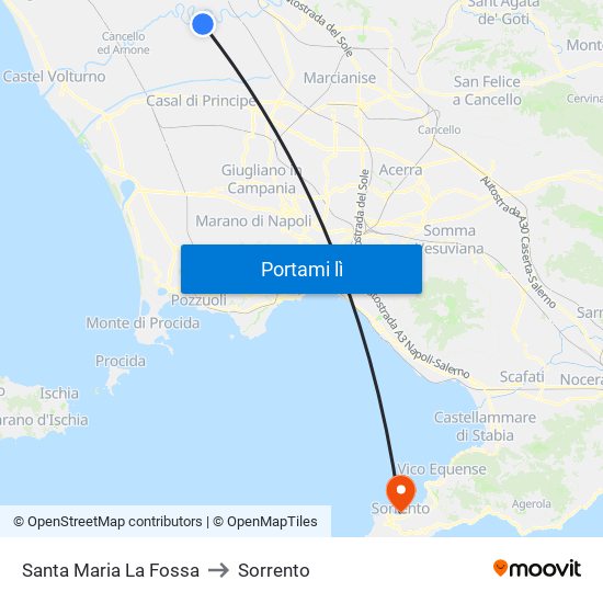 Santa Maria La Fossa to Sorrento map