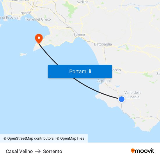 Casal Velino to Sorrento map