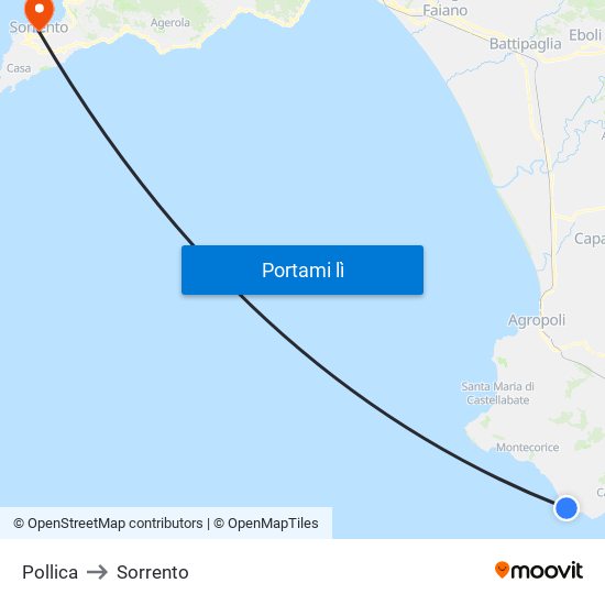 Pollica to Sorrento map