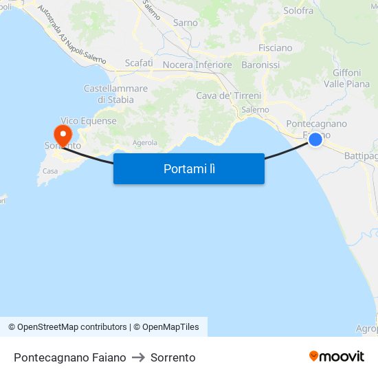 Pontecagnano Faiano to Sorrento map