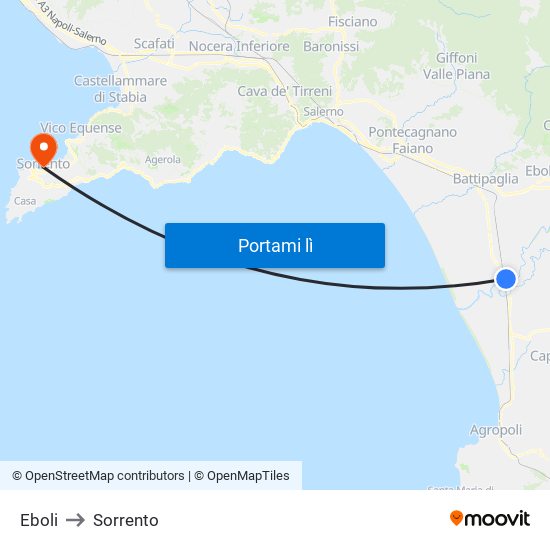 Eboli to Sorrento map