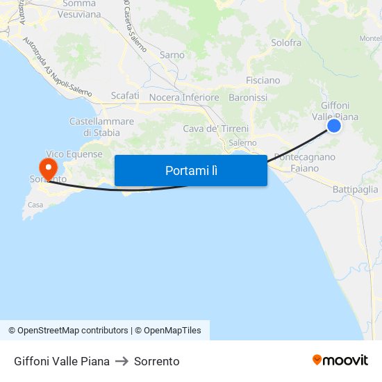 Giffoni Valle Piana to Sorrento map