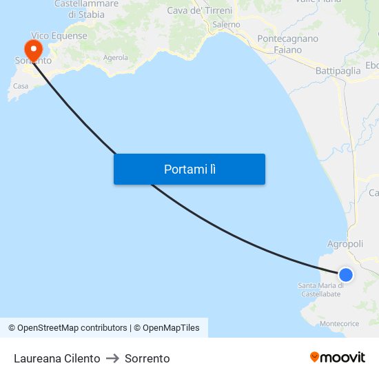 Laureana Cilento to Sorrento map