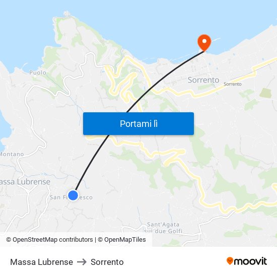 Massa Lubrense to Sorrento map