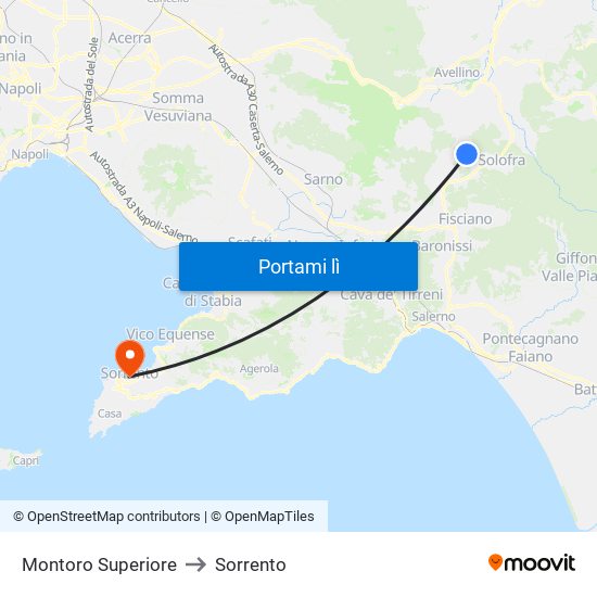 Montoro Superiore to Sorrento map