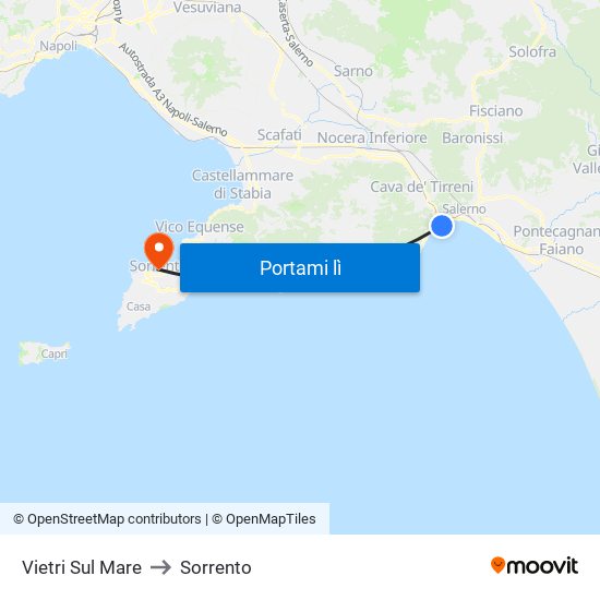 Vietri Sul Mare to Sorrento map