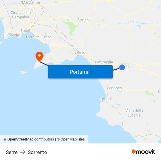 Serre to Sorrento map