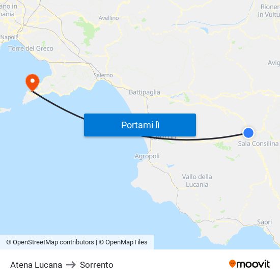 Atena Lucana to Sorrento map