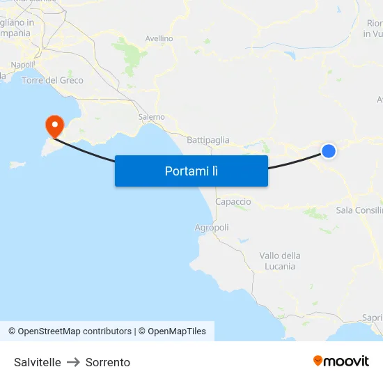 Salvitelle to Sorrento map